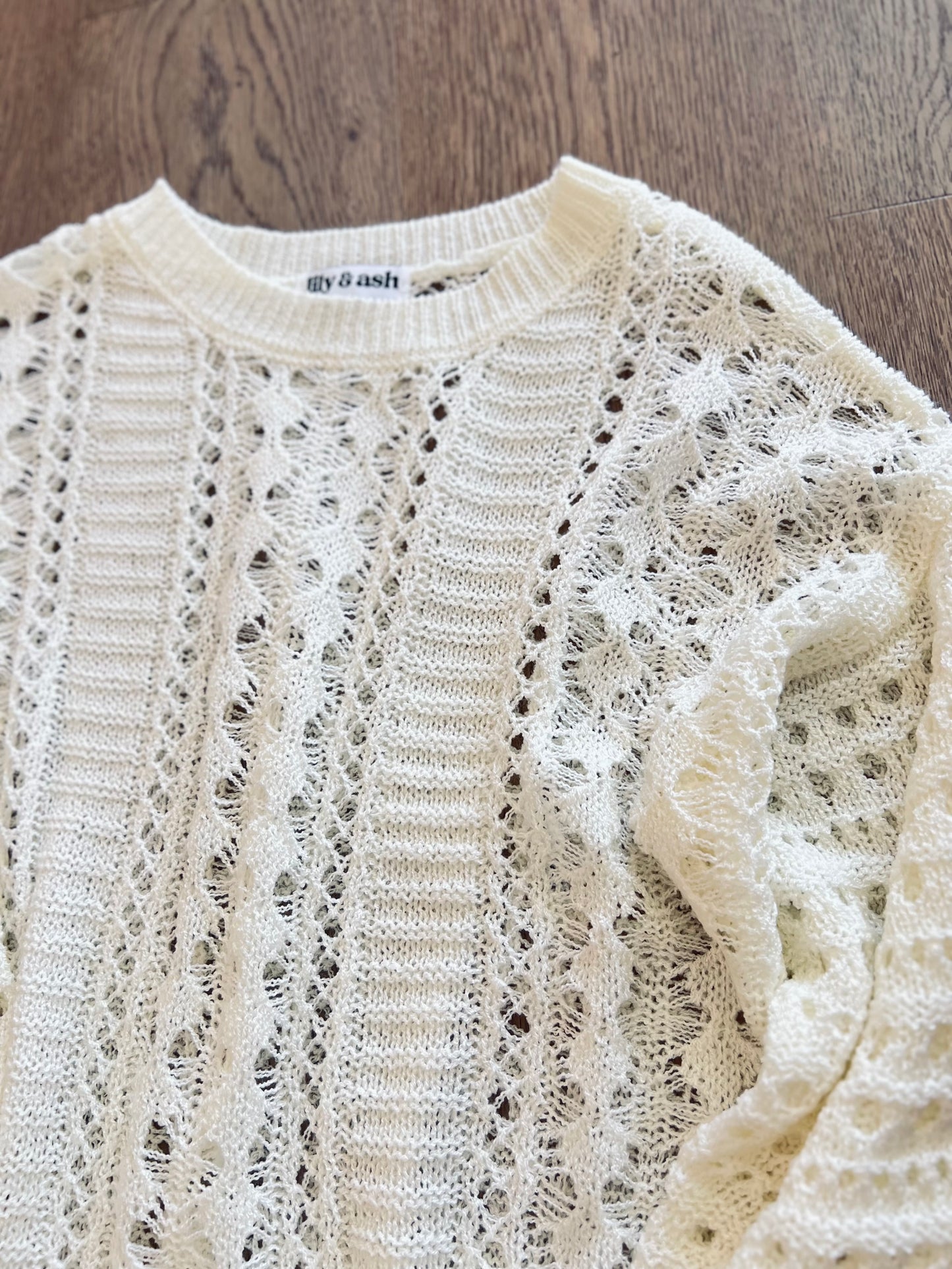Lara Hollow Knit Sweater in Cream