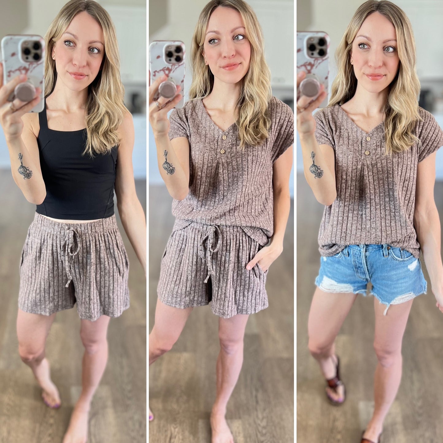 Sia Ribbed V-Neck Top and Shorts Set