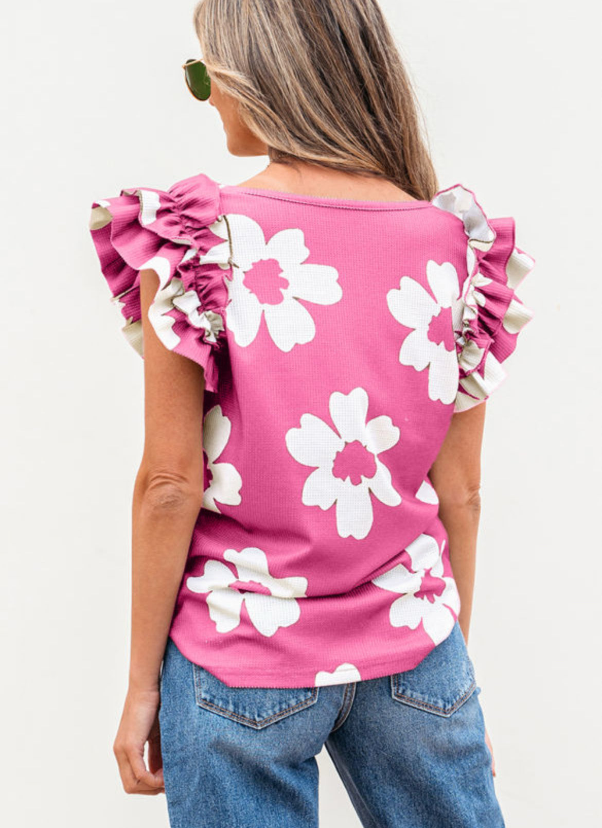 Flower Power Ruffle Sleeve Top
