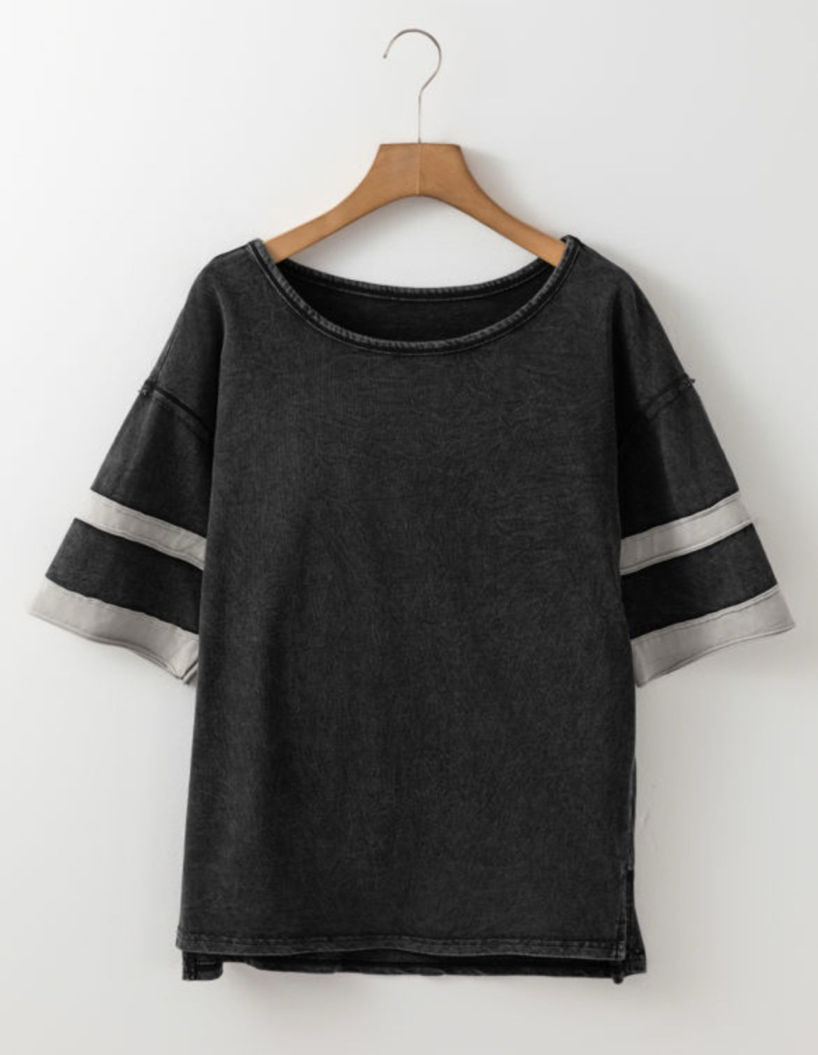Vintage Varsity Top in Ash Black