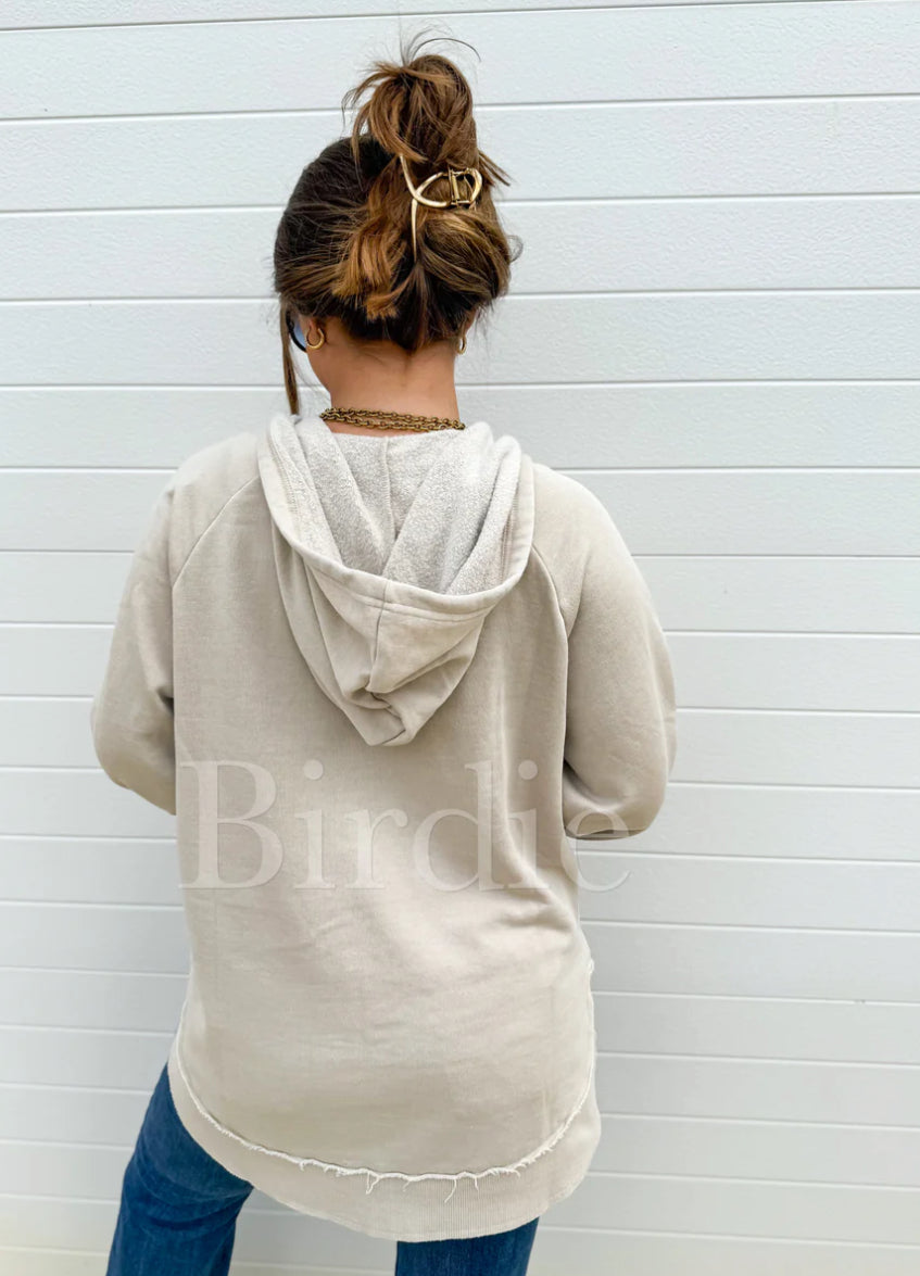 Curved Hem Hoodie in Ivory Mist Preorder
