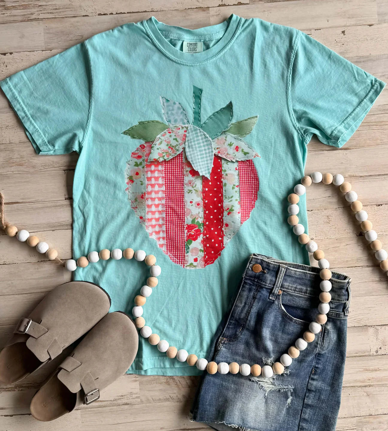 PREORDER: Faux Patchwork Strawberry Tee