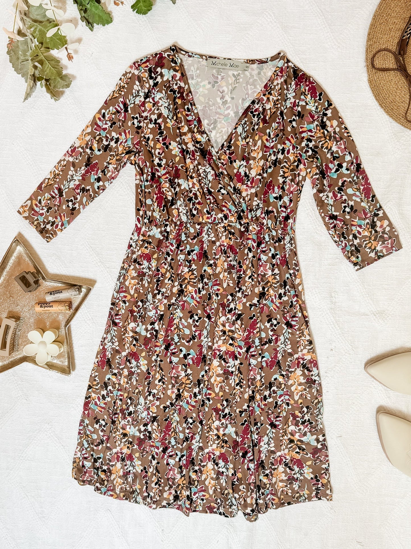 Taylor Dress - Mocha Floral FINAL SALE