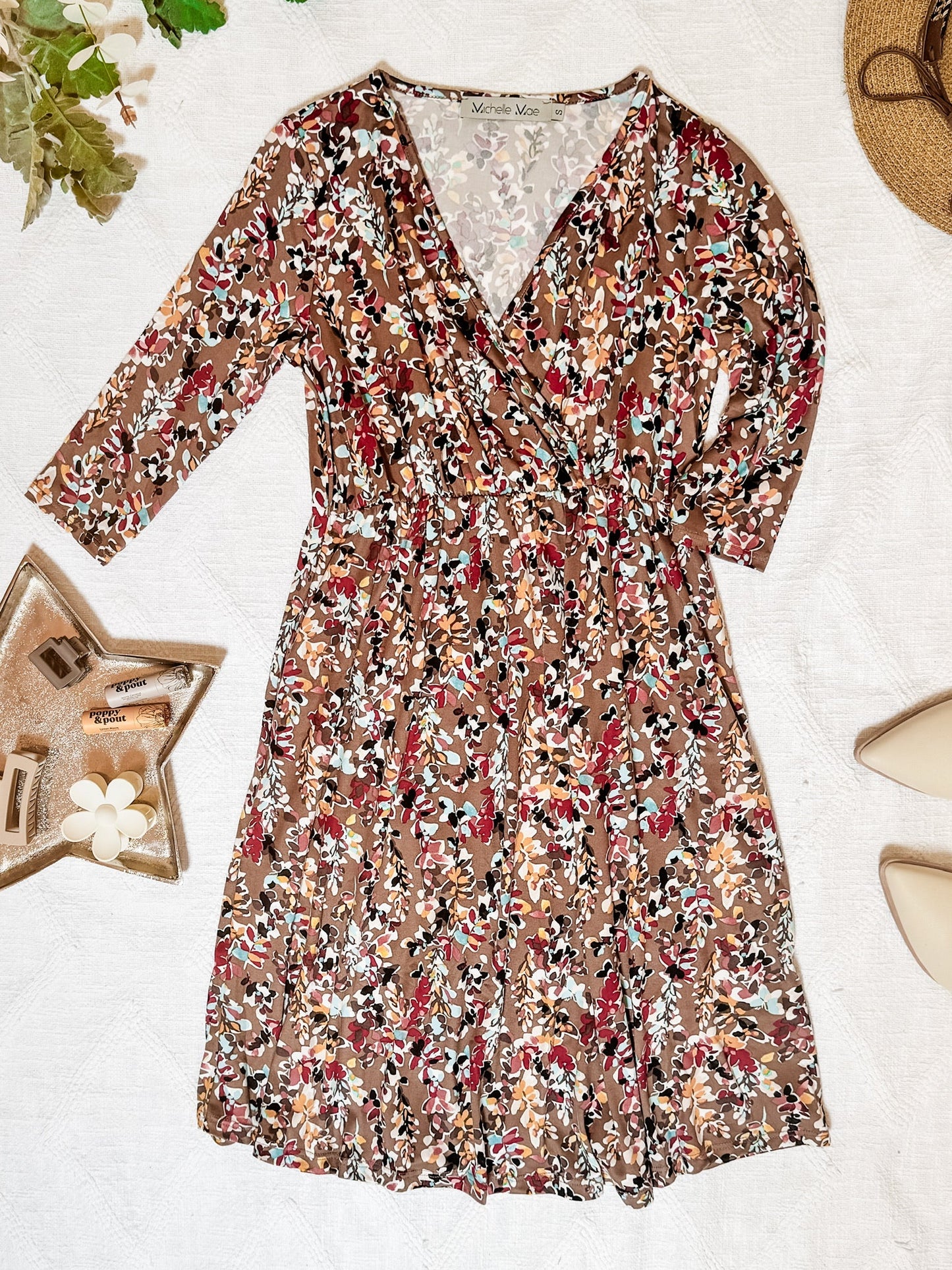Taylor Dress - Mocha Floral FINAL SALE