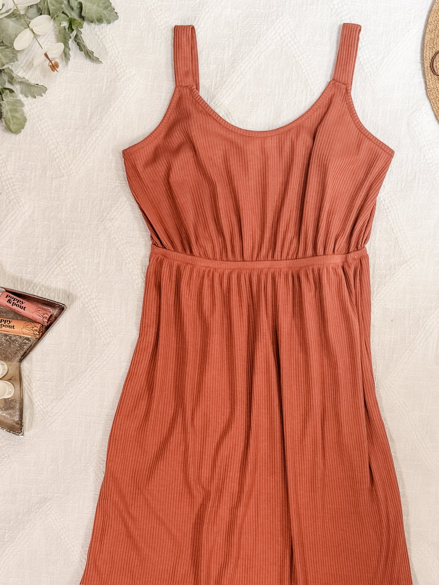 Reagan Ribbed Midi Dress - Rust FINAL SALE