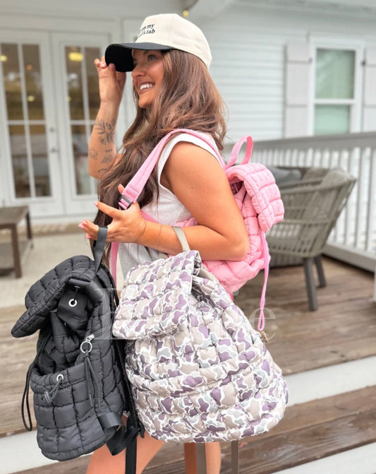 PREORDER: Quilted Backpack in Duck Camo // eta May