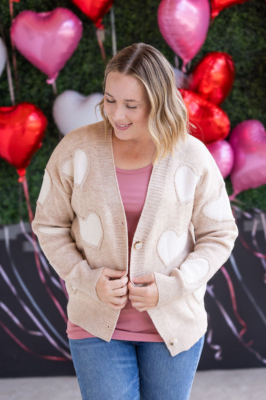 IN STOCK Sweetheart Cardigan - Tan