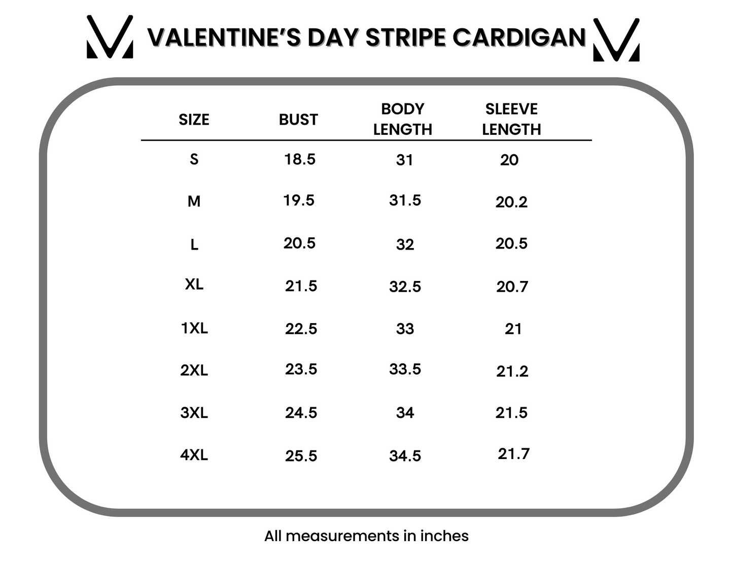 IN STOCK Stripe Cardigan - Valentine's Day