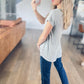 Effortless Short Sleeve V-neck Tee in Heather Grey