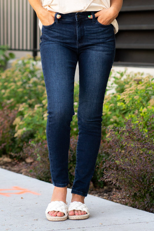 Bentley Dark Wash High Waist Skinnies - Judy Blue