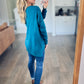 V-Neck Front Seam Sweater in Heather Ocean Teal