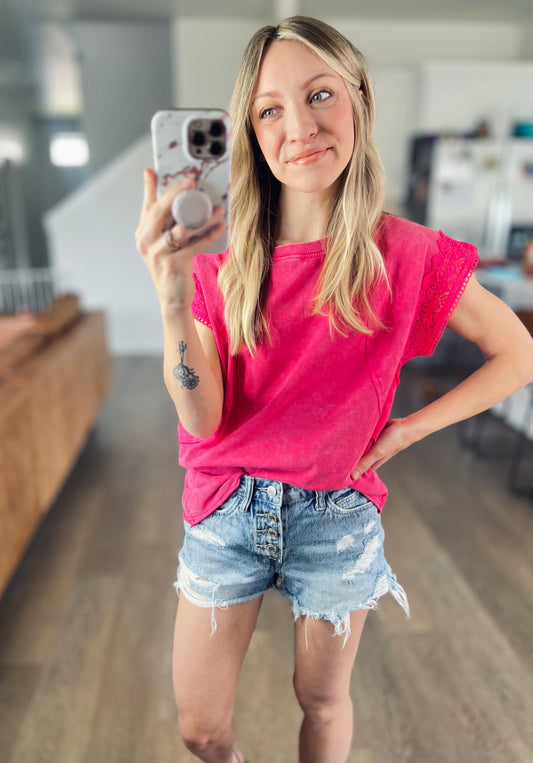 Rosy Days Lace Sleeve Top
