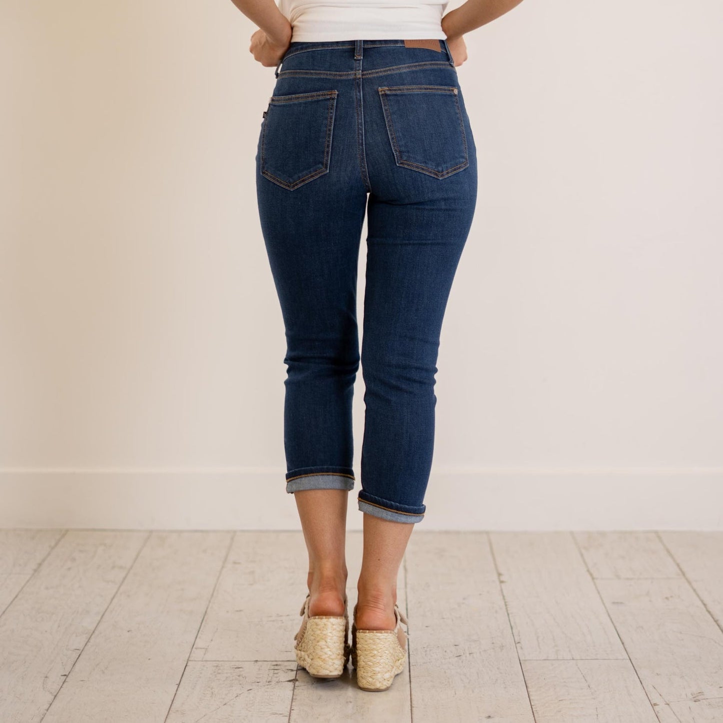 Dark Wash High Waist Capri Jeans - Judy Blue