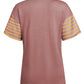 Color-block Round Neck Short Sleeve Tee