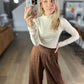 Harmony High Rise Wide Leg Pants in Brown