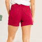 Tummy Control Heart Shaped Denim Shorts in Scarlet - Judy Blue
