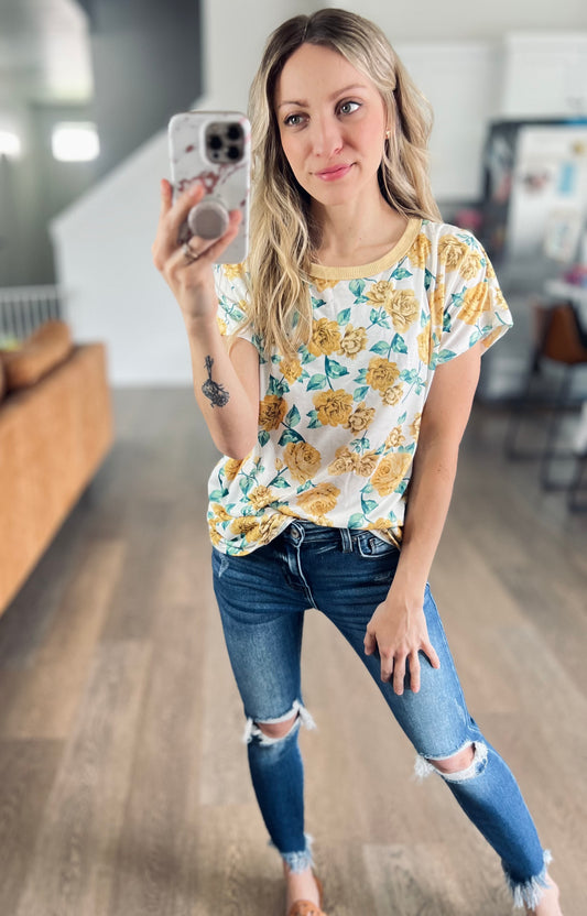 Floral Top in Golden Rose