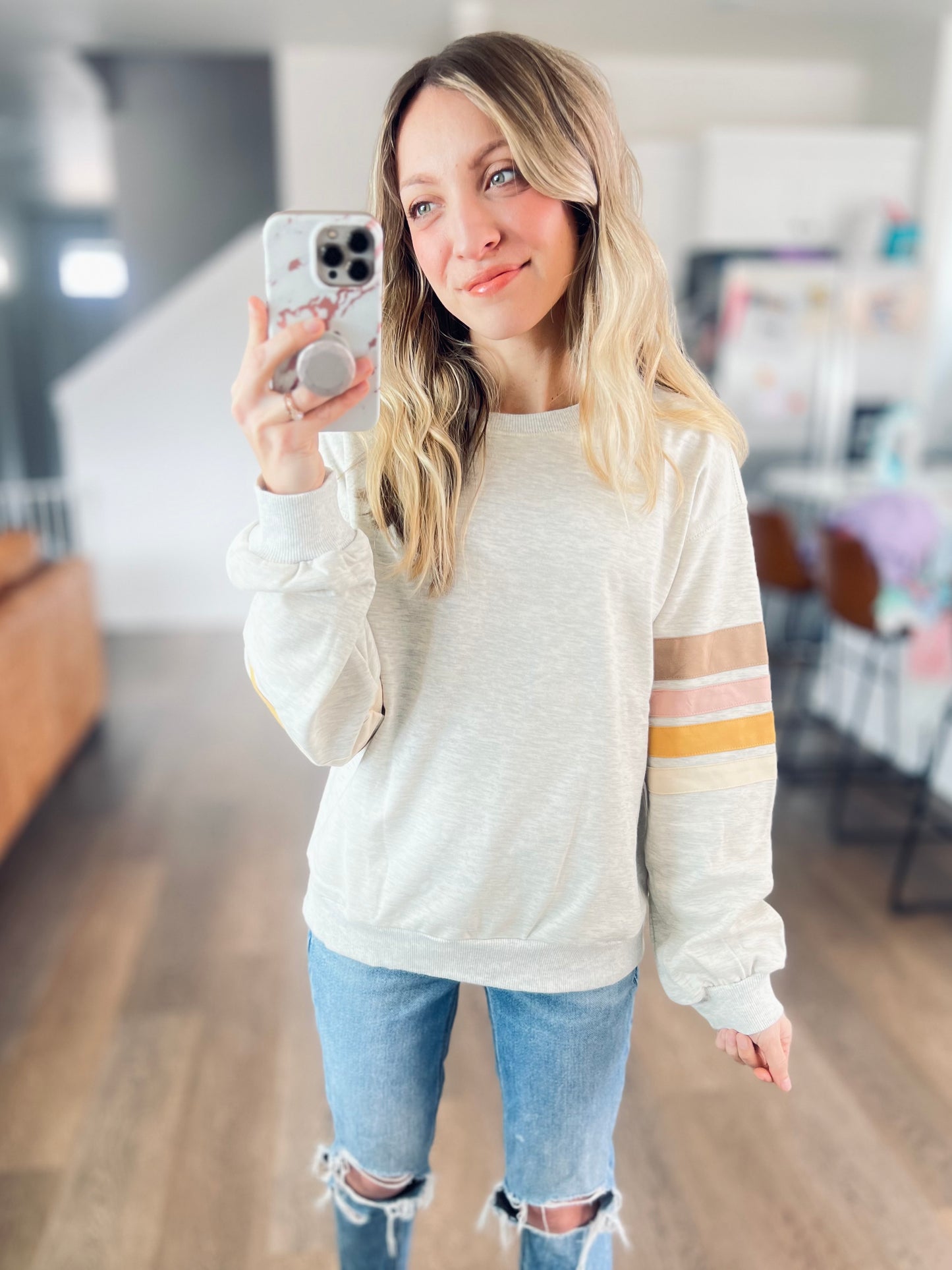 *free ship today* Vintage Varsity Pullover in Ash