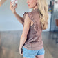 Neutral Stripe Ruffle Top