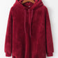 Quarter-Zip Drawstring Teddy Hoodie