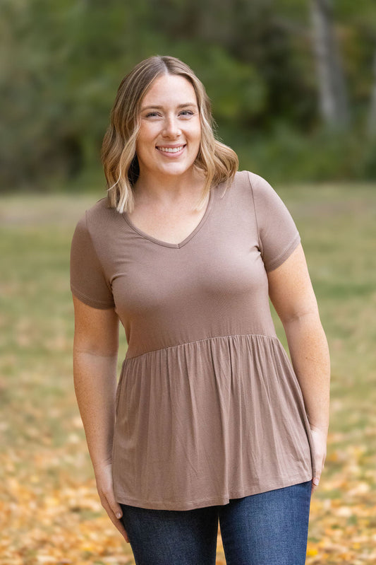 Sarah Ruffle Short Sleeve - Mocha FINAL SALE