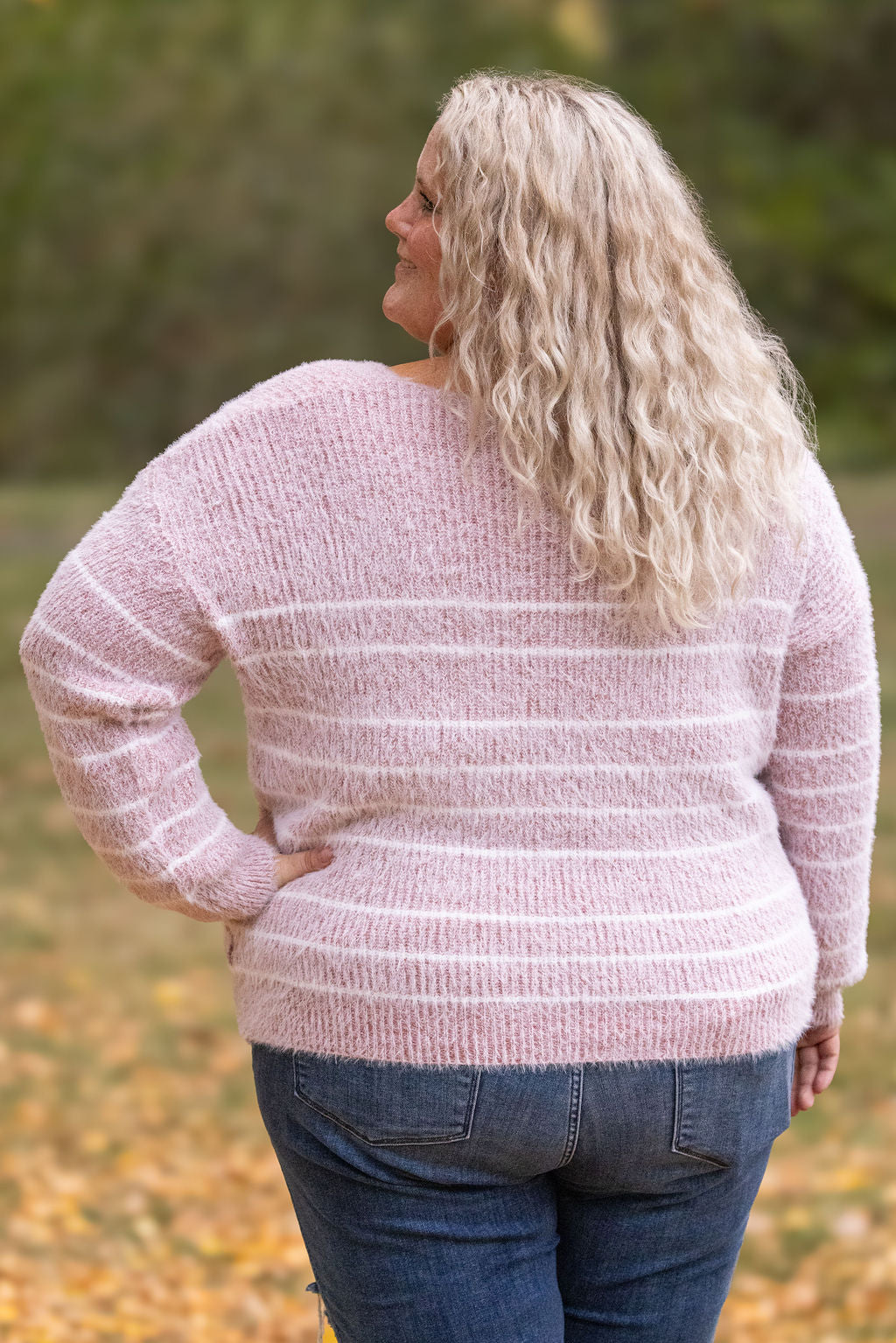 Cozy Striped Sweater - Mauve