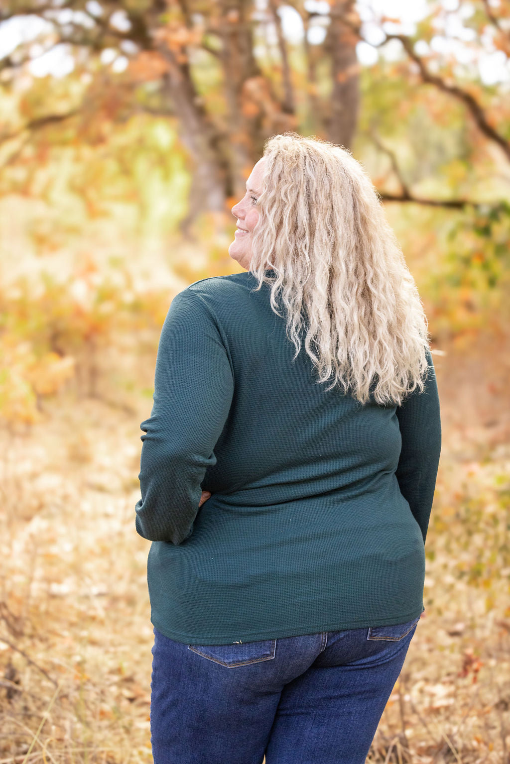 Harper Long Sleeve Henley - Evergreen