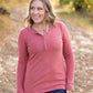 Brielle Henley Ribbed Long Sleeve - Terra Cotta