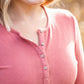 Brielle Henley Ribbed Long Sleeve - Terra Cotta