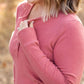 Brielle Henley Ribbed Long Sleeve - Terra Cotta