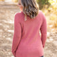 Brielle Henley Ribbed Long Sleeve - Terra Cotta