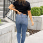 High Waist Skinny Jeans w/ Shark Bit Hem - Judy Blue