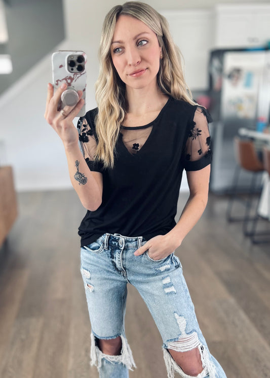 Mia Lace Top in Black