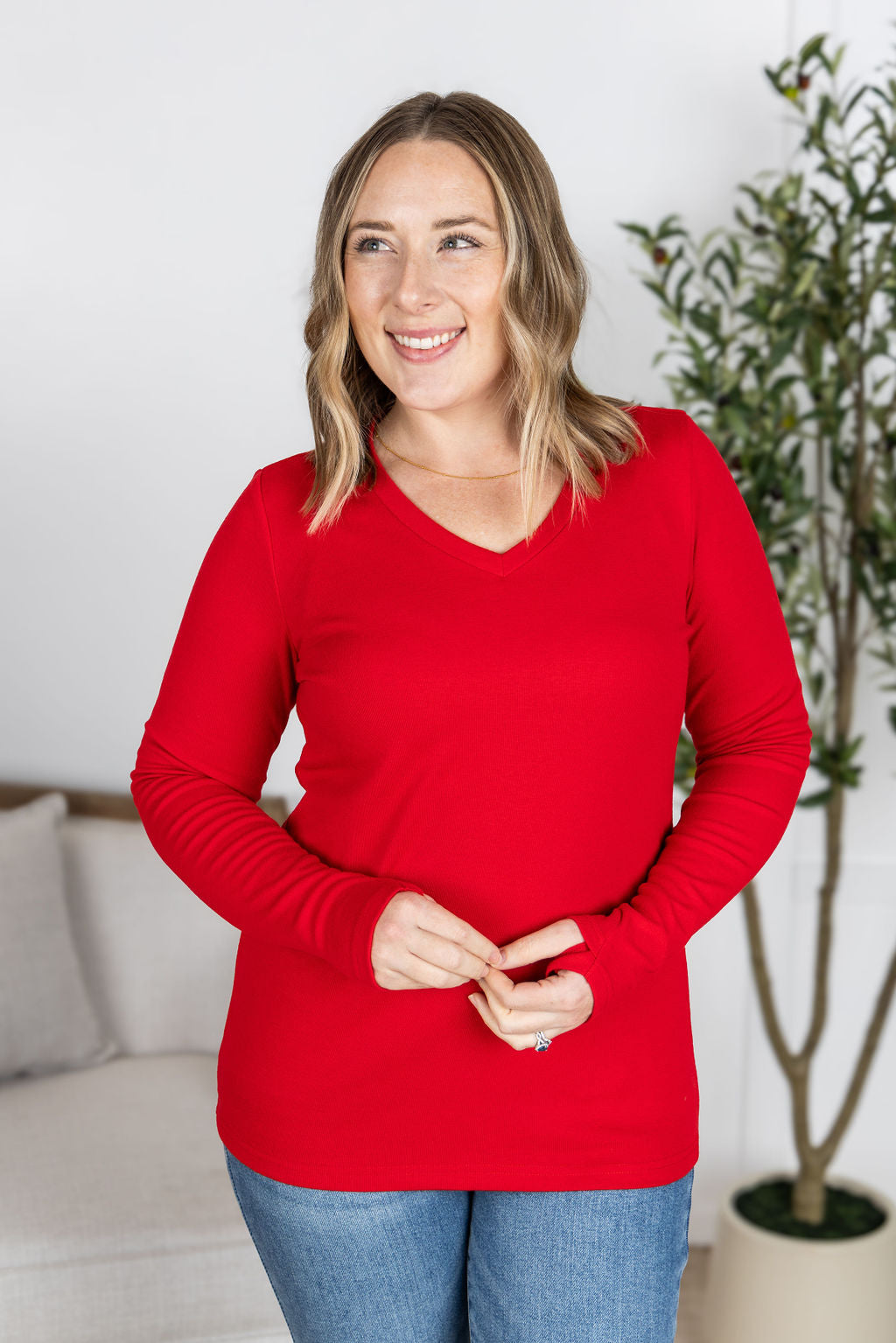 Leah Long Sleeve Top - Red