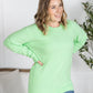 Corrine Ribbed Pullover Top - Lime