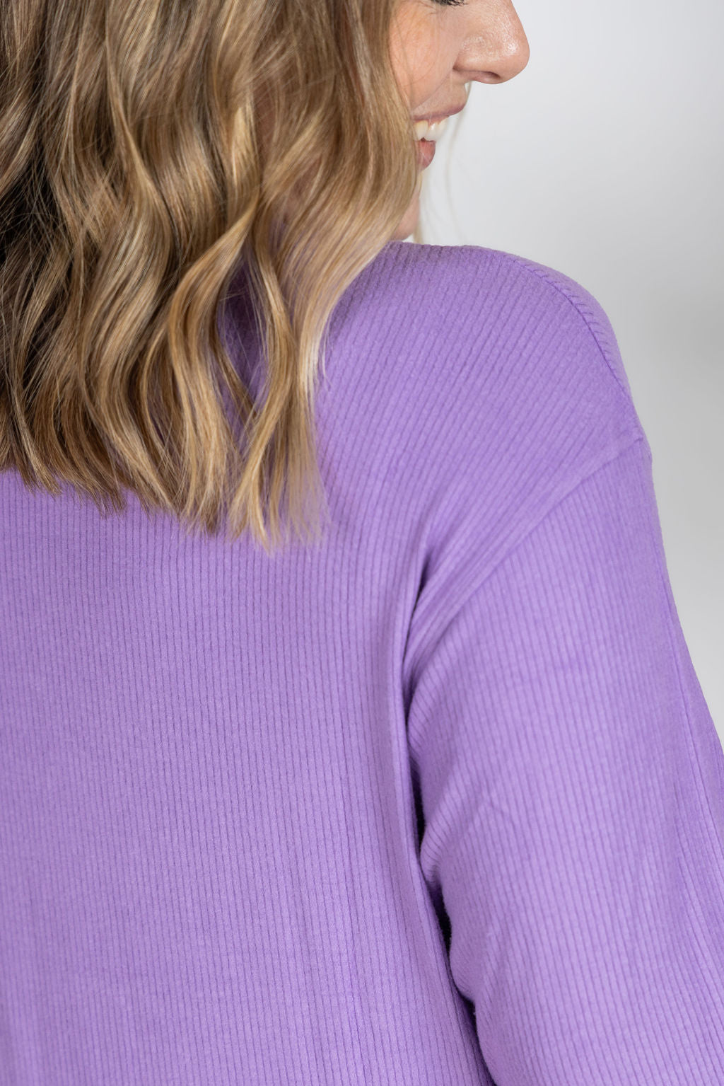 Corrine Ribbed Pullover Top - Purple