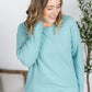 Corrine Ribbed Pullover Top - Dusty Blue