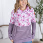 Hailey Pullover Hoodie - Pink Floral and Stripes