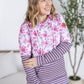 Hailey Pullover Hoodie - Pink Floral and Stripes