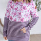 Hailey Pullover Hoodie - Pink Floral and Stripes