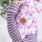 Hailey Pullover Hoodie - Pink Floral and Stripes