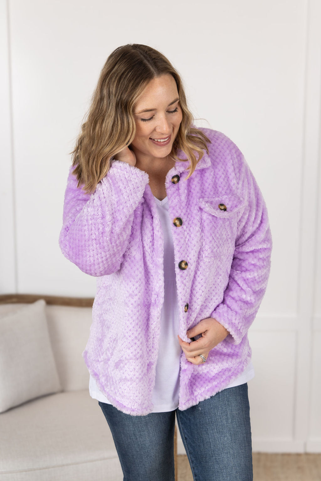 Fleece Shacket - Lavender