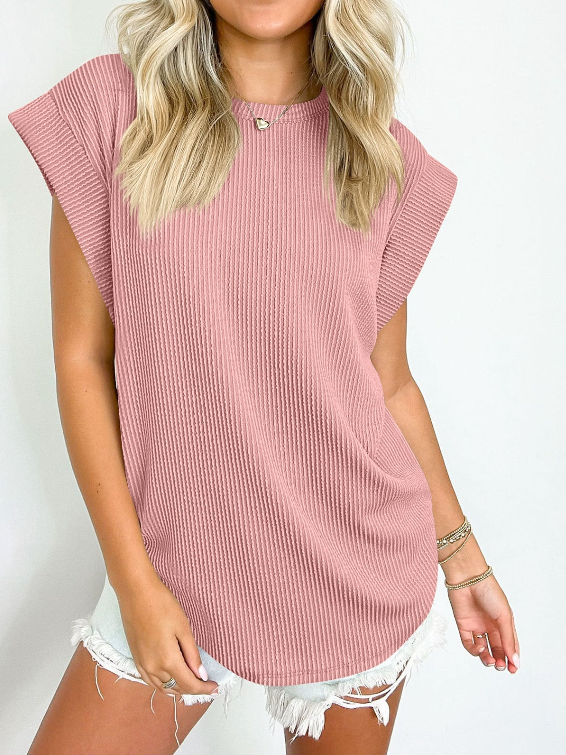 Must Be Ribbed Cap Sleeve Top