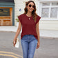 Textured Round Neck Cap Sleeve Top