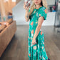 Lydia Midi Dress in Green Florals
