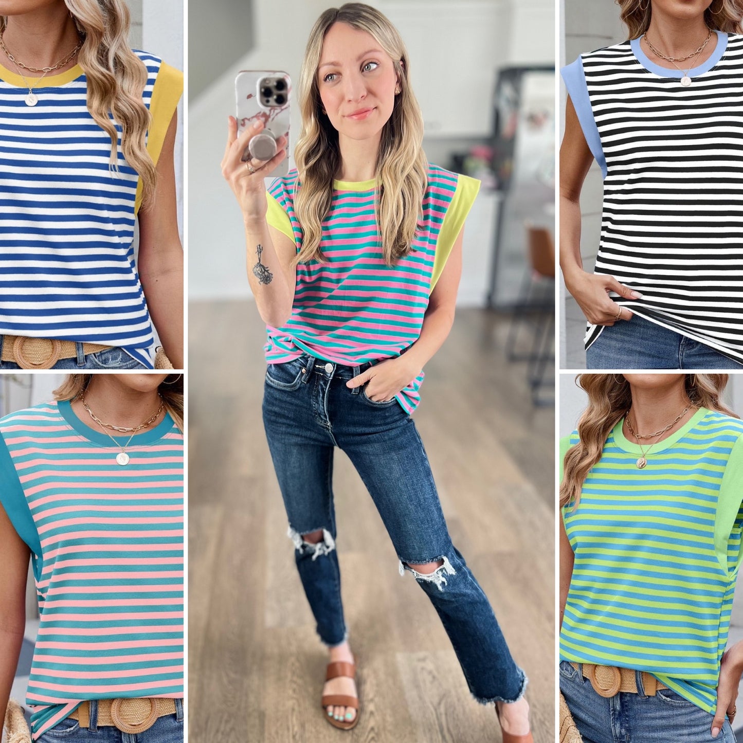 Lovingly Stripe Contrast Top