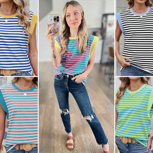 Lovingly Stripe Contrast Top
