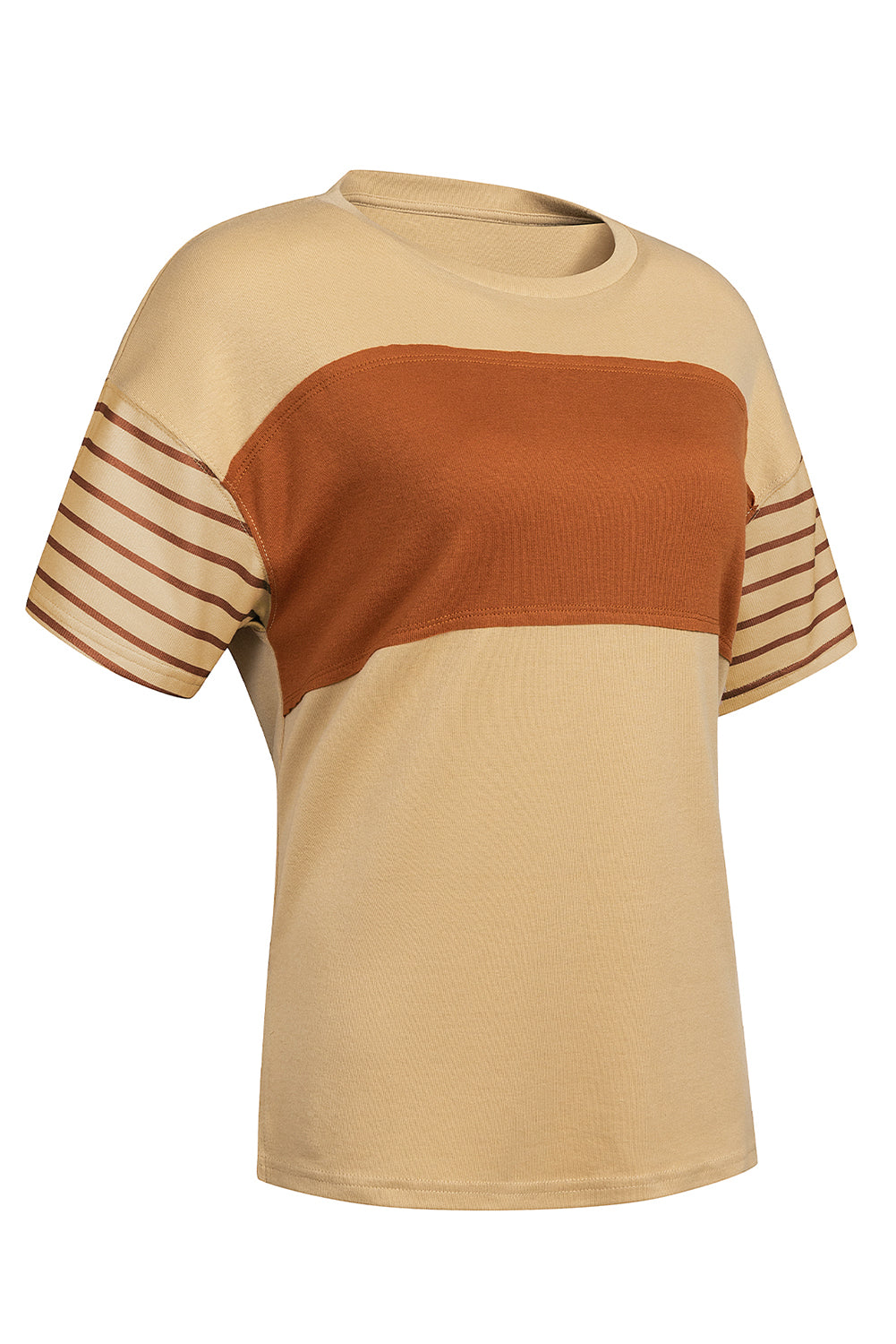 Color-block Round Neck Short Sleeve Tee