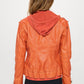 [pumpkin] Vegan Leather Hooded Jacket