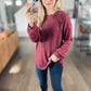 Mandy Decor Button Long Sleeve Ribbed T-Shirt
